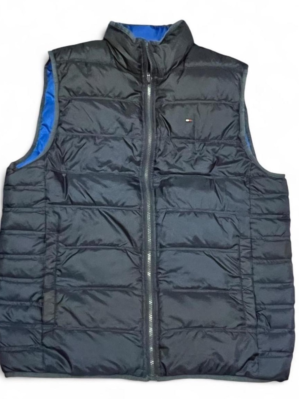 Tommy Hilfiger Reversible Quilted Blue and Black Puffer Full Zip Vest Men’s